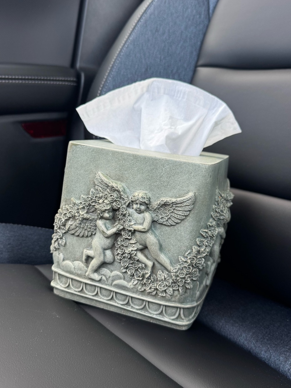 Cherub Tissue Box Cover - Sage green